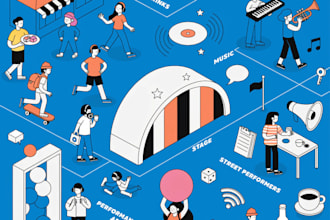 do 3d isometric event map vector festival maps illustrations