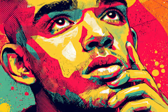 draw a professional pop art portrait