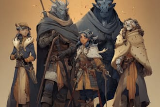 design a dnd party art and group art