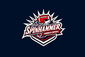 do awesome logo for a handheld football launcher spin hammer