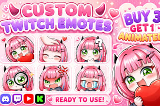 draw twitch emotes, chibi emotes, animated emotes, vtuber for stream