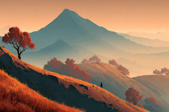 create a landscape and urban vector art illustration