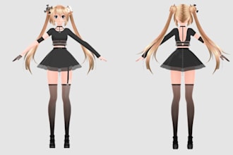 create, edit, rig mmd, vroid, vrchat, blendshape, weight paint, mmd, vrchat,