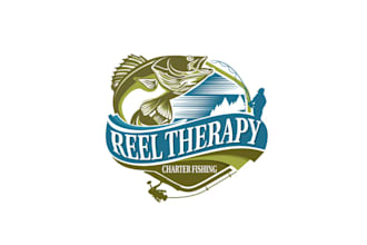 create a branding logo for reel therapy charter fishing