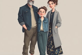 draw a family portrait illustration