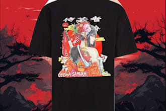 do japanese tshirt design or anime vector graphic custom t shirt design
