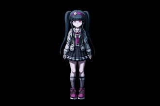 illustrate a beautiful danganronpa inspired character