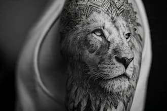make a realistic black and white tattoo design for you