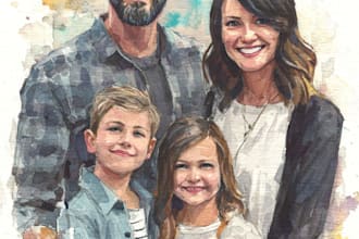 draw a watercolor family portrait