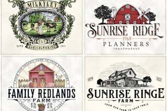 create a diary farm, vintage logo design