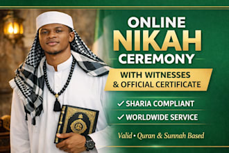 conduct online nikah ceremony with witnesses and provide official certificate
