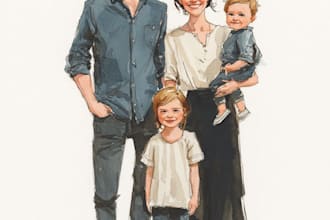 draw awesome portrait art family portrait illustration