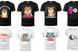 design custom trendy t shirt design for print on demand brand