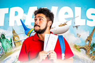 create unique travel vlog gaming youtube thumbnail design