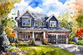 paint watercolor house portrait