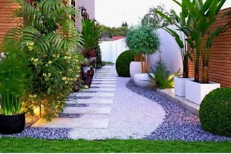 design landscape, frontyard, backyard, garden, patio, and 3d rendering