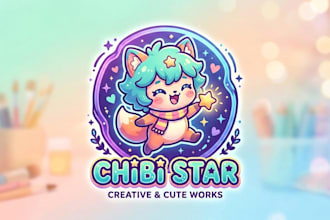 design an adorable and unique chibi logo for your brand