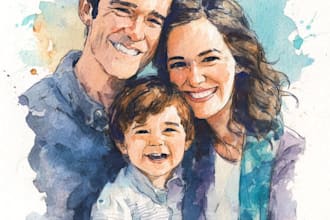 make watercolor family portrait