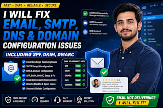 fix email, SMTP, dns and domain configuration issues, including spf, dkim, dmarc