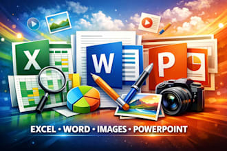 do accurate excel data entry, word, create power point slide