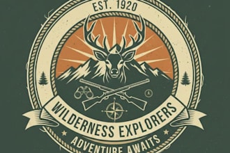 create a vintage hunting logo with adventure vibes