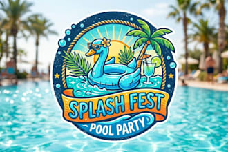 design a fun and eye catching pool party logo
