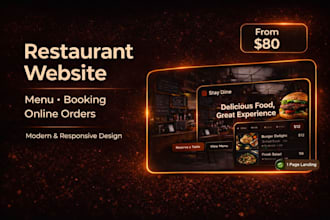 design a modern restaurant landing page with menu and booking