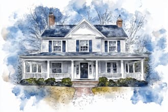 paint watercolor house portrait