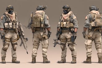 draw 2d game art military character design