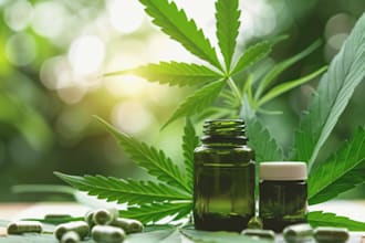 do unique cannabis natural hemp cbd oil and medical logo