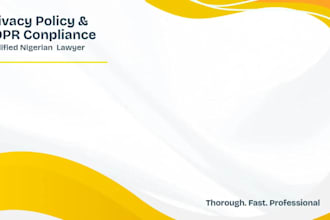 draft your privacy policy or terms of services and gdpr compliance