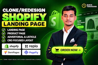 clone cro shopify landing page design in replo gempages or pagefly