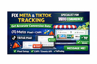 fix and set up accurate meta pixel capi, tiktok conversion tracking for ecomm