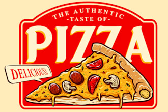 do create pizza shop vintage logo design with your choice