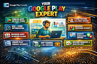 develop your android app and publish it on google play store with closed testing