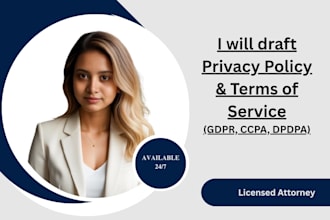draft terms of service and privacy policy