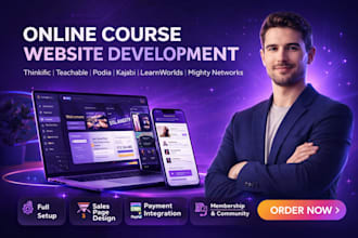 design online course website on thinkific teachable kajabi membervault podia