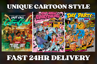 design custom cartoon poster and animated flyer