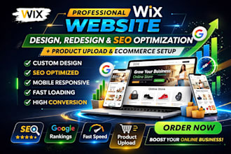 redesign wix website, design wix website, wix SEO and wix product upload