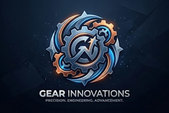 design a strong and unique gear logo for your brand