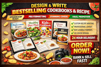 design cookbook, ebook recipe writer formating amazon KDP, viral book promotion