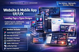 design modern website UI UX, mobile app screen uiux and landing page in figma