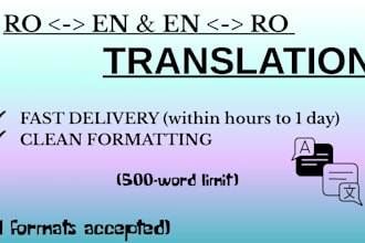 translate ro to en and en to ro texts