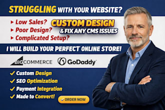 develop bigcommerce website design godaddy website ecommerce store development