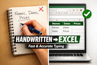 convert handwritten to excel, data entry and formatting work