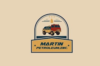 create a vintage speeding fuel truck logo for petroleum