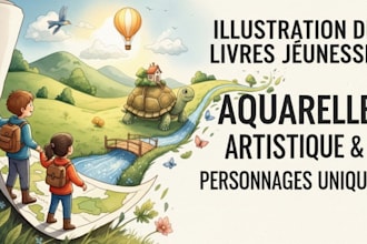 illustrations de livres pour enfants, aquarelles et illustrations 3d