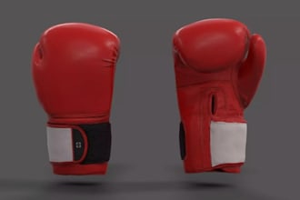 create 3d cgi sport glove model for boxing, gym, fitness, leather, textile