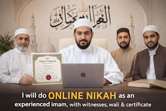 do online nikah as an experience imam, with witnesses wali and certificate