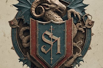 draw a medieval vintag fantasy logo art